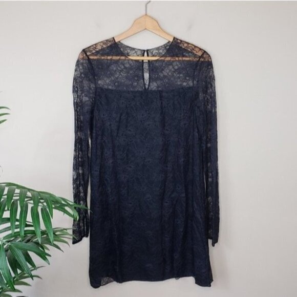 Jason Wu |  Long Sleeve Lace Overlay Black Dress - Picture 1 of 8